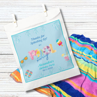 Blue Modern Colorful Kids Pool Party Favor Bag