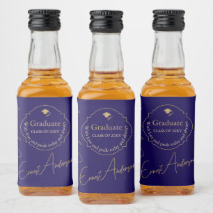 Blue Modern Congratulations Graduate Graduation Liquor Bottle Label