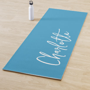 Blue Modern Custom Name   Yoga Mat