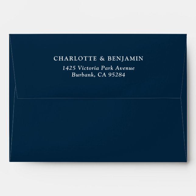 Blue Modern Custom Wedding 5.25x7.25 Envelope (Back (Top Flap))