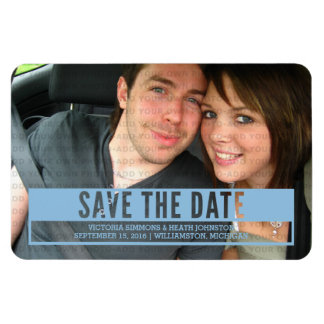 Blue Modern Cut Out Save the Date Magnet