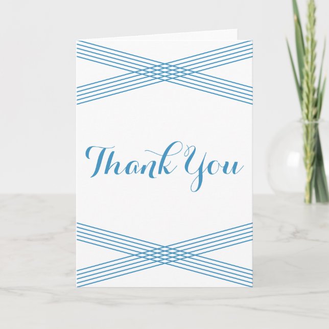 Blue Modern Deco Thank You Card (Front)