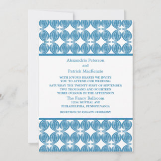 Blue Modern Deco Wedding Invite