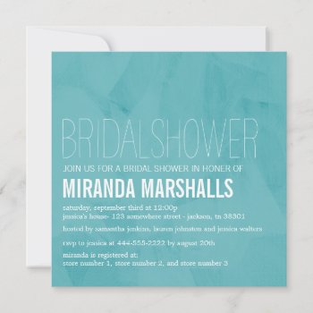 Blue Modern Design Bridal Shower Invitations by AllyJCat at Zazzle
