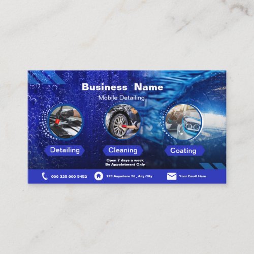 Blue Modern Detailing Business Cards