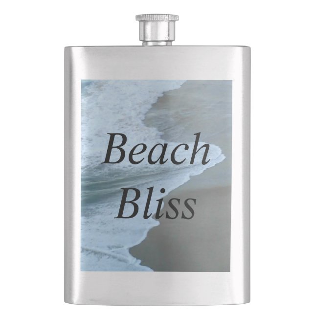 Blue modern elegant beach bliss flask (Front)