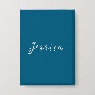 Blue Modern Elegant Plain Simple Professional Name Button