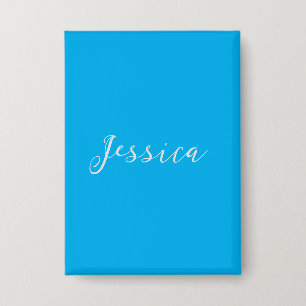 Blue Modern Elegant Plain Simple Professional Name Button