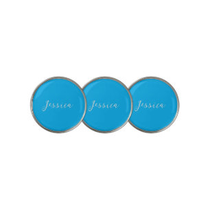 Blue Modern Elegant Plain Simple Professional Name Golf Ball Marker