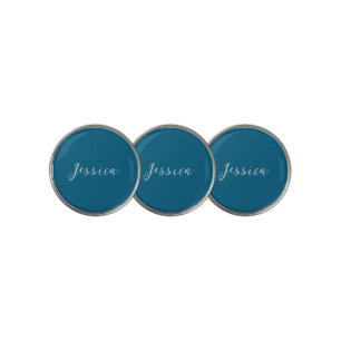 Blue Modern Elegant Plain Simple Professional Name Golf Ball Marker