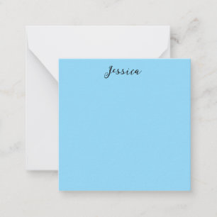 Blue Modern Elegant Plain Simple Professional Name Note Card