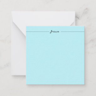 Blue Modern Elegant Plain Simple Professional Name Note Card