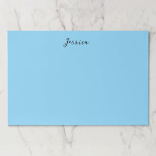 Blue Modern Elegant Plain Simple Professional Name Paper Pad
