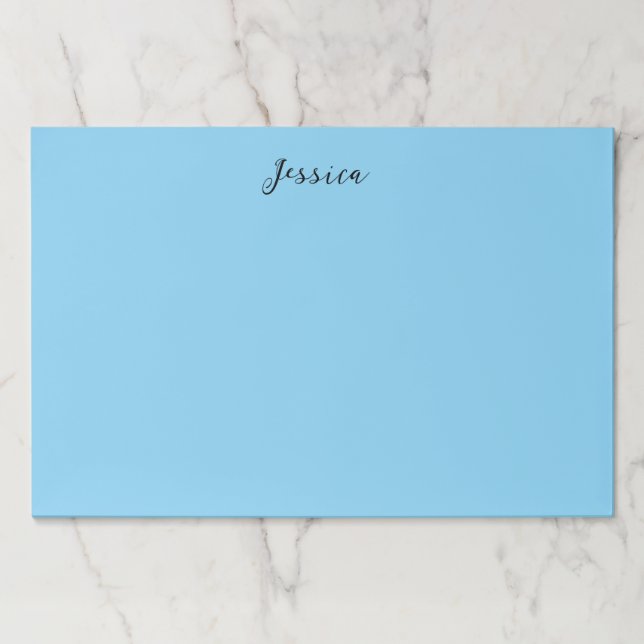Blue Modern Elegant Plain Simple Professional Name Paper Pad (Front)