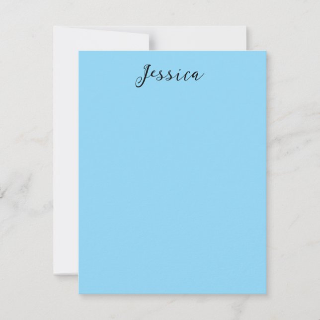 Blue Modern Elegant Plain Simple Professional Name RSVP Card (Front)