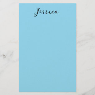 Blue Modern Elegant Plain Simple Professional Name Stationery