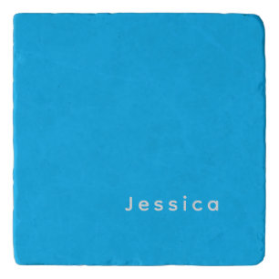 Blue Modern Elegant Plain Simple Professional Name Trivet