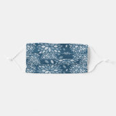 Blue Modern Floral Pattern Adult Cloth Face Mask (Front, Folded)