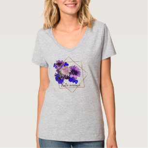 Blue modern flowers T-Shirt