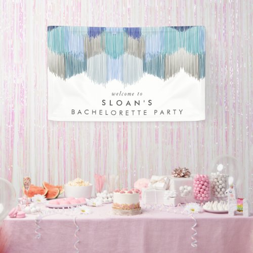 Blue Modern Fringe Bachelorette Party Banner