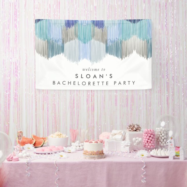 Blue Modern Fringe Bachelorette Party Banner (Party)