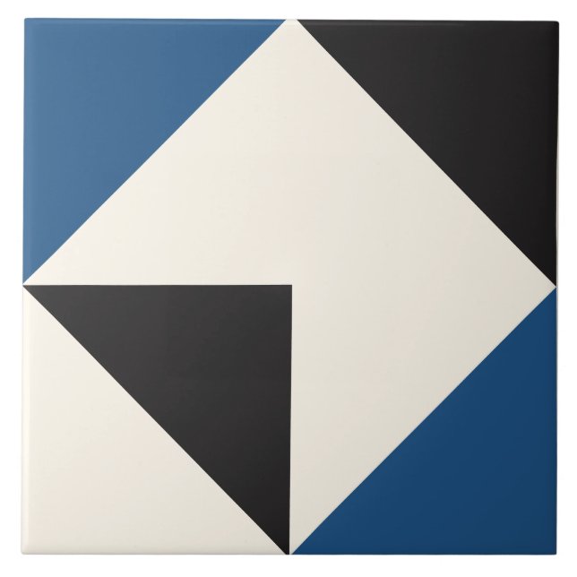 Blue Modern Geometric Shape Pattern Ceramic Tile (Front)