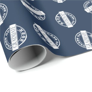 Blue Modern Grad Graduate Class Year    Wrapping Paper