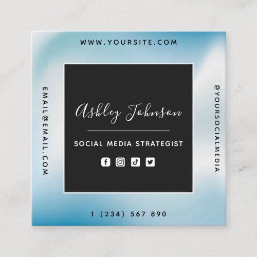 Blue Modern Gradient Abstract QR Code Social Media Square Business Card