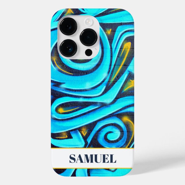 Blue Modern Graffiti Pattern  Case-Mate iPhone Case (Back)