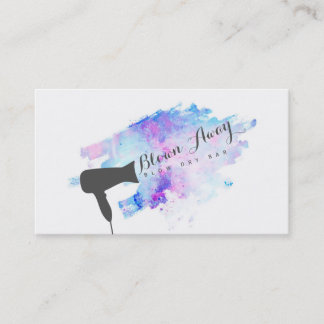 blue modern hairstylist grunge chic blow dry bar business card
