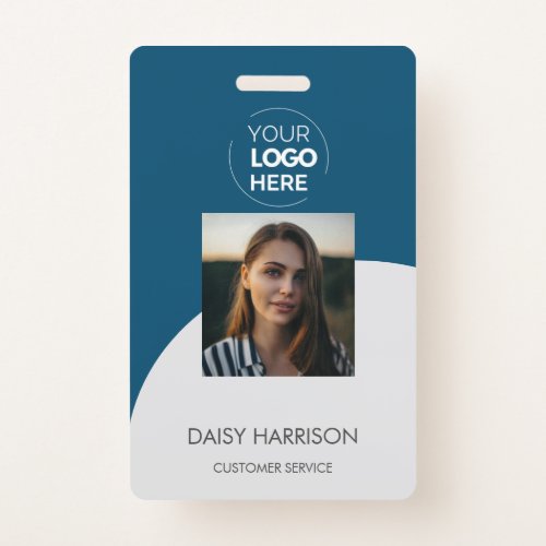 Blue Modern ID card custom logo photo QR code Badge