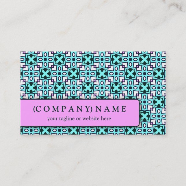 Blue modern leaves pattern business card (Front)