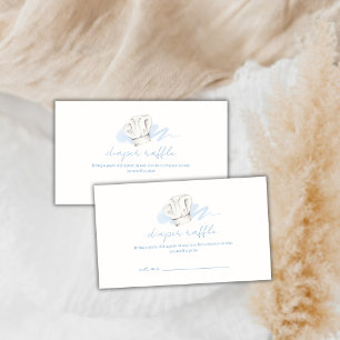 Blue Modern Little Chef Diaper Raffle Baby Shower Enclosure Card