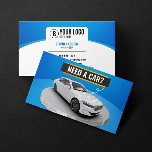 Blue Modern Luxury Car Rental Automobile Car Hire Business Card