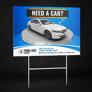 Blue Modern Luxury Car Rental Automobile Car Hire Sign