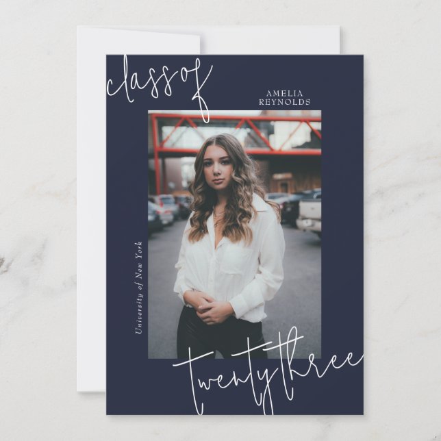 Blue Modern Minimalist Class of 2024 Graduation Invitation (Front)