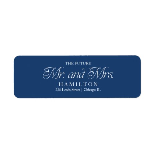 Blue Modern Minimalist Future Mr and Mrs  Label