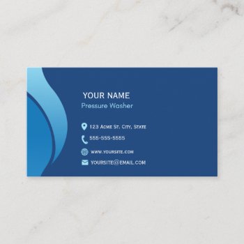 Blue Modern Minimalist Pressure Washing Business Card by Hodge_Retailers at Zazzle