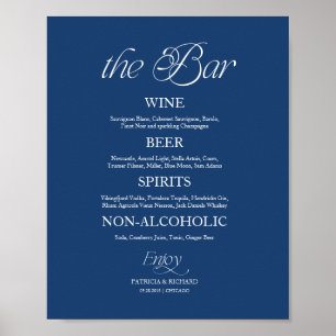 Blue Modern Minimalist "The Bar" Wedding Menu Sign