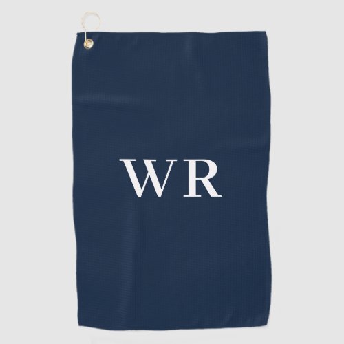 Blue Modern Monogram Golf Towel