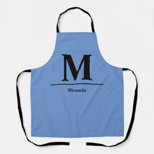 Blue modern monogram name personalized apron