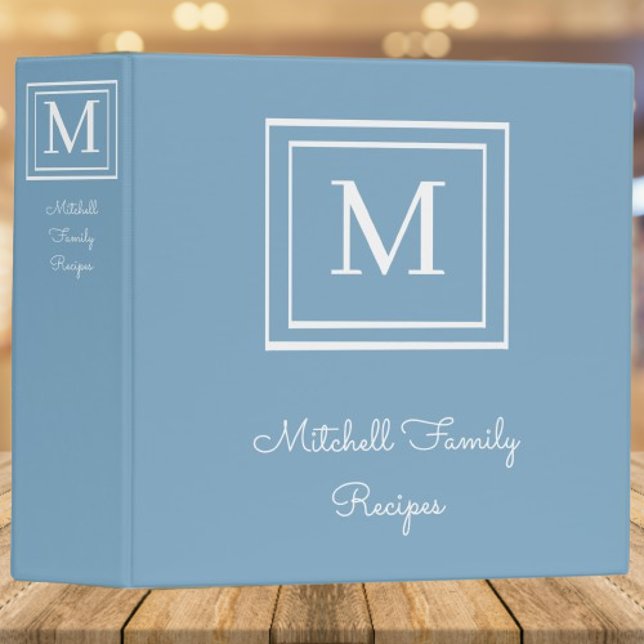 Blue Modern Monogram Recipe Binder (Blue Modern Monogram Recipe Binder)