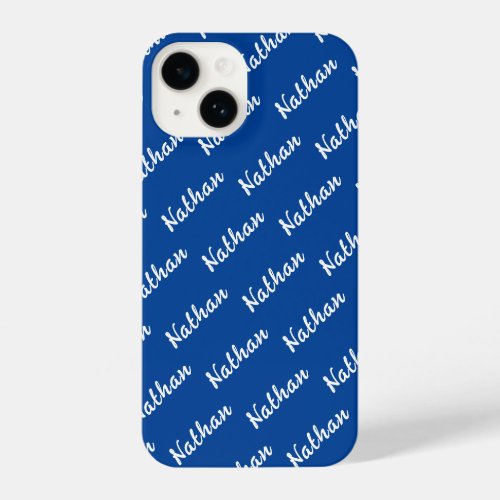 Blue Modern Monogrammed Minimal Simple Classic iPhone 14 Case