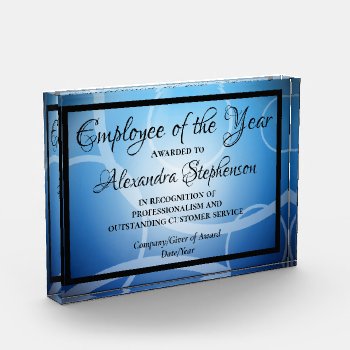 Blue Modern Personalized Acrylic Award Plaque by cutencomfy at Zazzle
