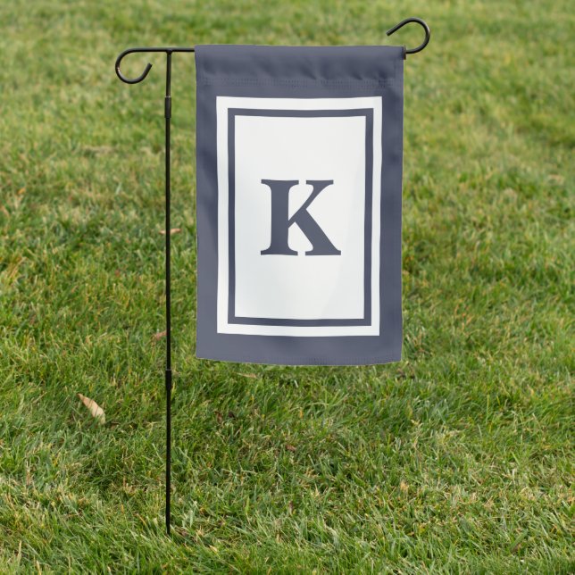 Blue Modern Personalized  Garden Flag (In SItu)