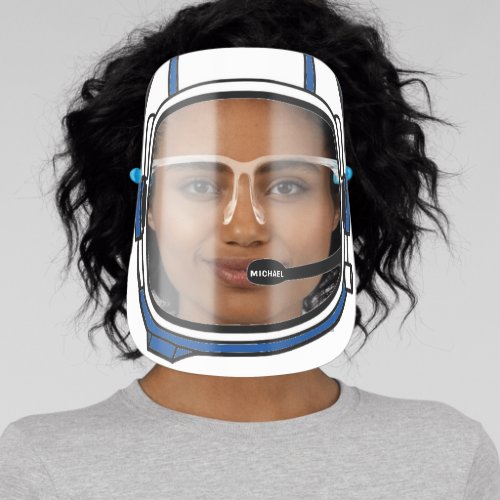 Blue Modern Personalized Space Astronaut Helmet Face Shield