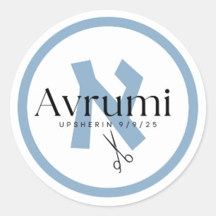 Blue modern personalized uphserin name sticker