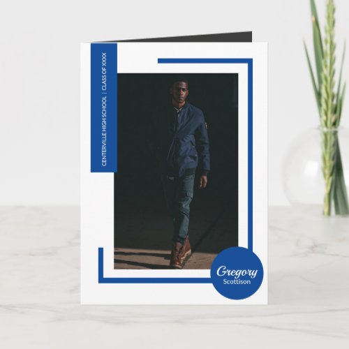 Blue Modern Photo Graduation Invitation