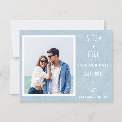 Blue Modern Photo Save the Date