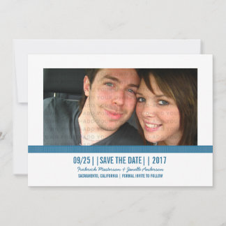 Blue Modern Photo Save the Date Invite